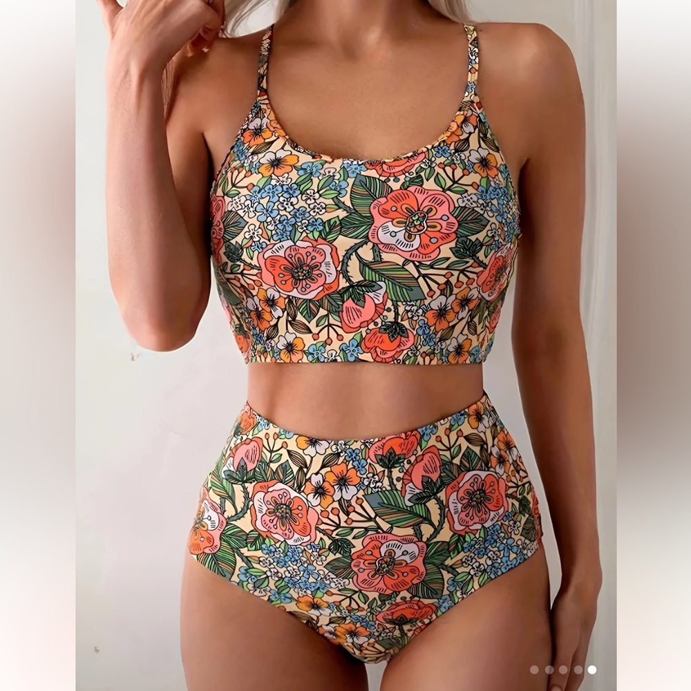 Floral High-Waisted Bikini Set